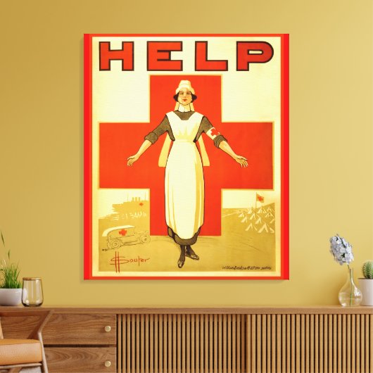 Rode Kruis Verpleegster Wereldoorlog 1 Poster Inge Canvas Afdruk (Insitu (Woonkamer))