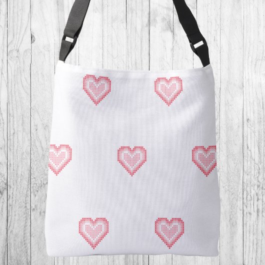 Rode Kruissteek Hart Borduurwerk Tas
