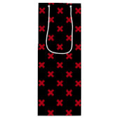 Rode kruisstift op zwarte wijn cadeautas (Voorkant)