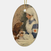  Rode Kruisverpleegster met Golden Retriever Keramisch Ornament (Links)