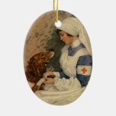  Rode Kruisverpleegster met Golden Retriever Keramisch Ornament (Achterkant)