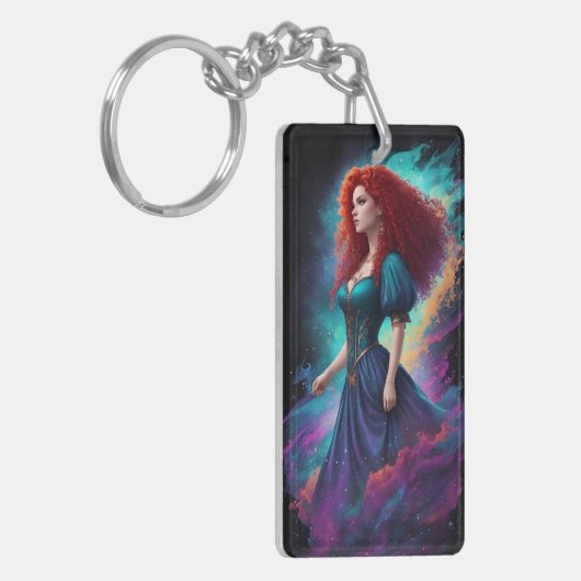 rode krullen Acryl Sleutelhanger (Voorkant Links)