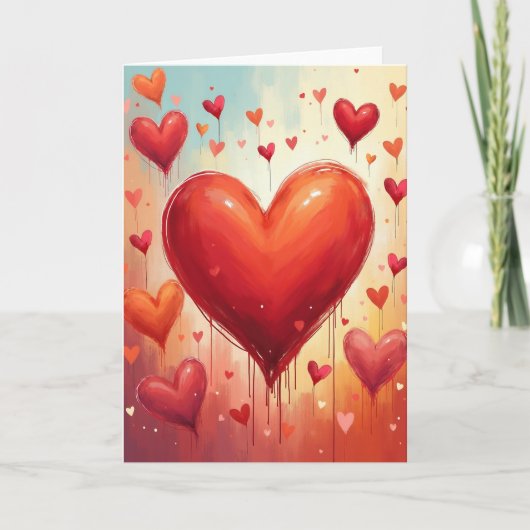 Rode Kunst Hartjes Valentijnkaart Kaart (Voorkant)