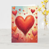 Rode Kunst Hartjes Valentijnkaart Kaart (Gele Bloem)