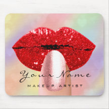 Rode Kus Lippen Holograf Regenboog Nagels Make-up