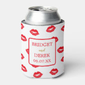 Rode kussen gepersonaliseerde bruiloft blikjeskoeler (Blikje Voorkant)