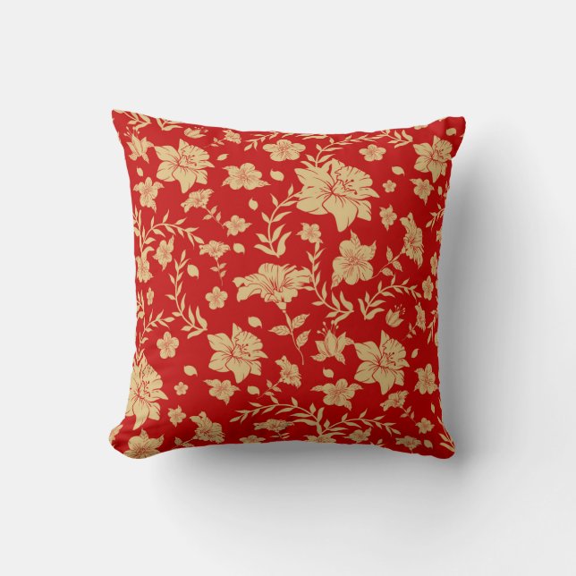Rode kussen met gouden accenten (Voorkant)