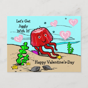 Rode kwal, laten we het wiebelig maken Valentijn Briefkaart