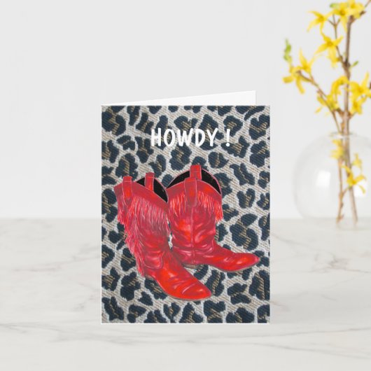 Rode laarzen winterdag kaart (Gele Bloem)