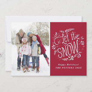 Rode Laat het Sneeuwen Landelijke Calligrafie Vaka Feestdagenkaart
