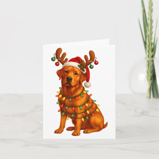 Rode Lab Kerstboom Licht Pyjama Labrador Hond L Kaart (Voorkant)