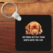 Rode Lab Moeder Vader Slapende Labrador Retriever Sleutelhanger (Voorkant)