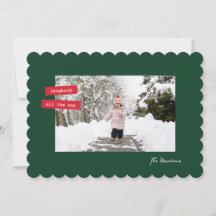 Rode Label Enkele Foto Plat Kerstkaart