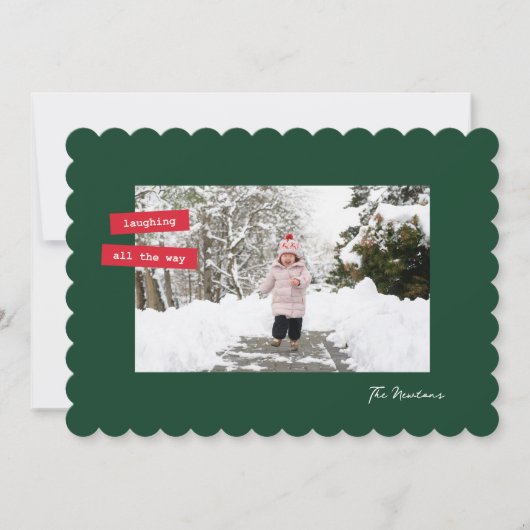 Rode Label Enkele Foto Plat Kerstkaart (Voorkant)