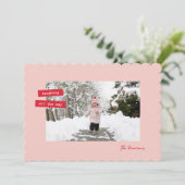 Rode Label Enkele Foto Plat Kerstkaart (Staand voorkant)