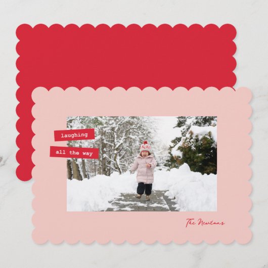 Rode Label Enkele Foto Plat Kerstkaart (Voorkant / Achterkant)