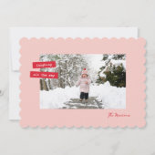 Rode Label Enkele Foto Plat Kerstkaart (Voorkant)