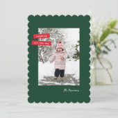 Rode Label Enkele Foto Plat Kerstkaart (Staand voorkant)