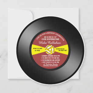 Rode Label Vinyl 45 Toegangskaart Verjaardagsfeest Kaart