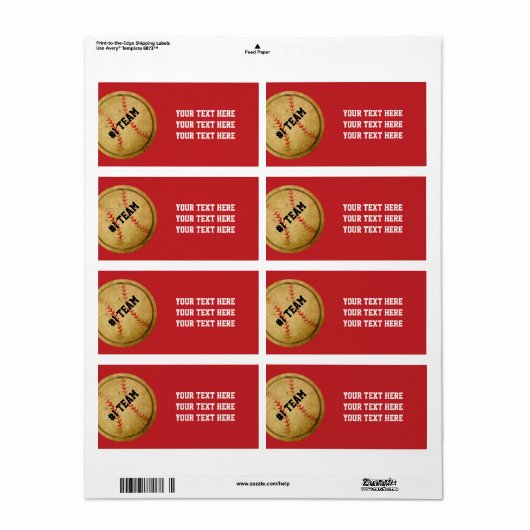 Rode labels voor Stickers van het honkbalteam (Full Sheet)