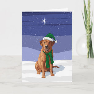 Rode Labrador Retriever Kersthond Feestdagen Kaart