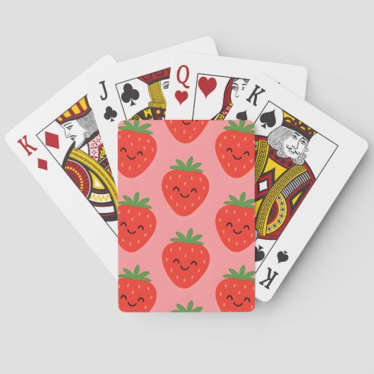 Rode Lachende Aardbeien Roze  Pokerkaarten (Achterkant)