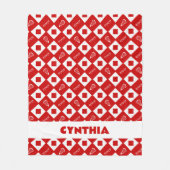 Rode Lacrosse Argyle Patroon Fleece Deken (Voorkant)