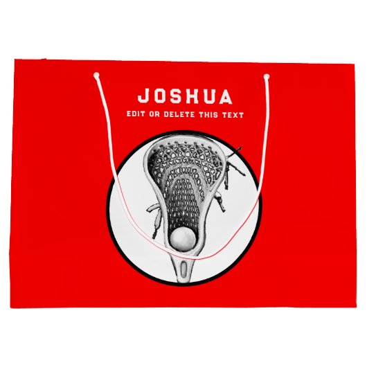 Rode Lacrosse grote geschenkzak Groot Cadeauzakje (Achterkant)