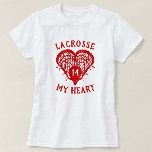 Rode Lacrosse My Heart T-Shirt (Design voorkant)
