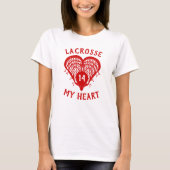 Rode Lacrosse My Heart T-Shirt (Voorkant)
