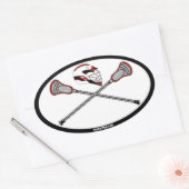 Rode Lacrosse Sticks en Helm Ovale Sticker (Envelop)