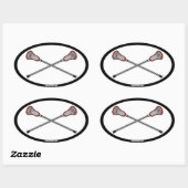 Rode Lacrosse Sticks Ovale Sticker (Vel)