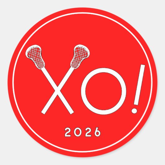 Rode Lacrosse Team Ronde Sticker (Voorkant)