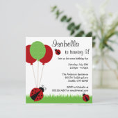 Rode Ladybug-ballonnen op feestdag Kaart (Staand voorkant)