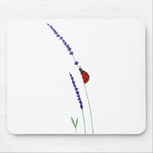 rode ladybug en paarse lavendel muismat