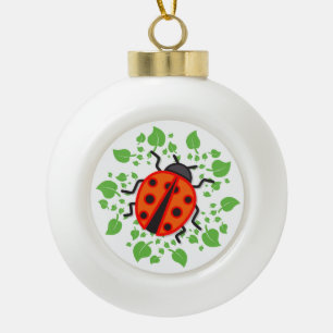 Rode ladybug keramische bal ornament