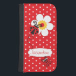 Rode ladybug polka-bloemmeisjes iPhone flap-hoesje Galaxy S4 Portefeuille Hoesje<br><div class="desc">Vergif de originele rode ladybug / ladybird op een rode polka bloemen kinder iphone case. Leest Jacqueline of u kunt met uw eigen naam personaliseren. Uitsluitend ontworpen door Sarah Trett.</div>
