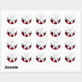 Rode Ladybug retour adreslabels Ronde Sticker (Vel)