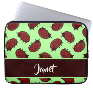 Rode ladybugs op groen laptop sleeve