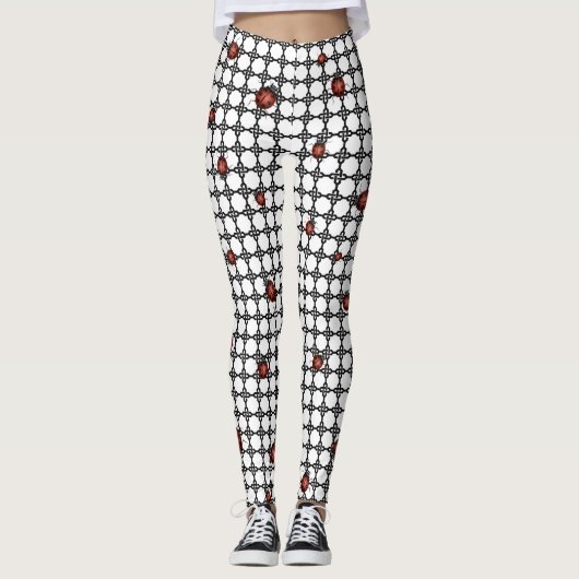 RODE LADYBUGS OP LEGGINGS (Voorkant)