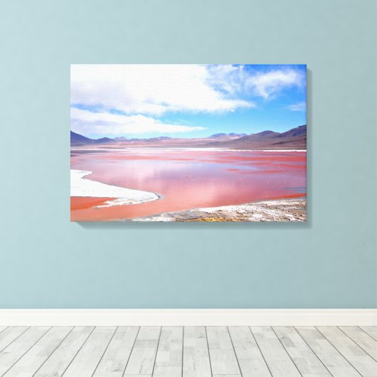 Rode Lagoon in Bolivia canvas print (Insitu (Houten vloer))