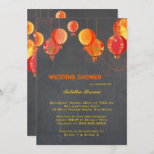 Rode lampions Charcoal Grey Vrijgezellenfeest Kaart (Voorkant / Achterkant)