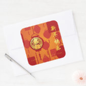 Rode lampions Chinees konijn Nieuwjaar SqSt2 Vierkante Sticker (Envelop)
