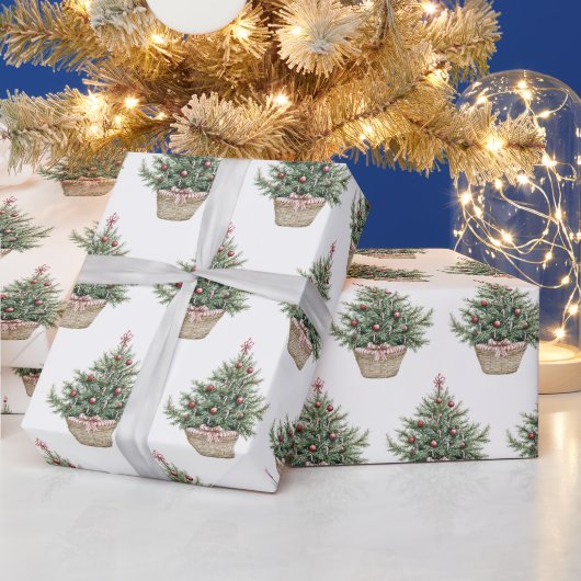 Rode Lampjes Kerstbomen Cadeaupapier (Feestdagen)
