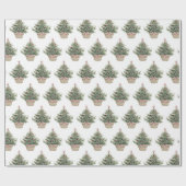 Rode Lampjes Kerstbomen Cadeaupapier (Vlak)