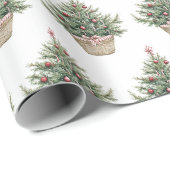 Rode Lampjes Kerstbomen Cadeaupapier (Rol Hoek)