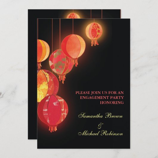 Rode lampjes: Verloving Uitnodigingen (Voorkant / Achterkant)