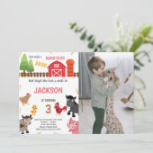 Rode landbouwhuisdieren op zaterdag Uitnodigingen  (Staand voorkant)