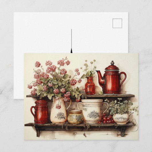  rode landelijke keuken briefkaart (Voorkant / Achterkant)