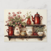  rode landelijke keuken briefkaart (Voorkant)